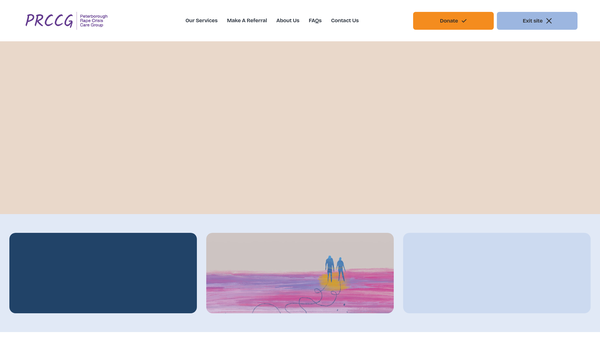Screenshot of the Peterborough Rape Crisis Care Group website
