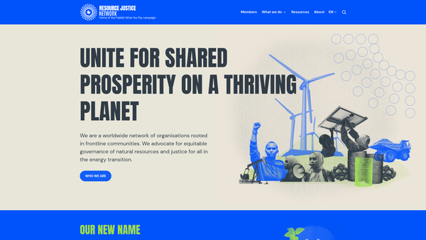 Screenshot of the Resource Justice Network website
