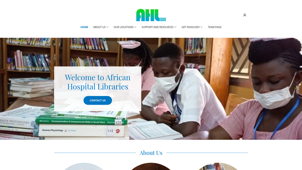 Screenshot of the African Hospital Libraries website