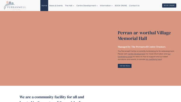 Screenshot of the The Perranwell Centre website