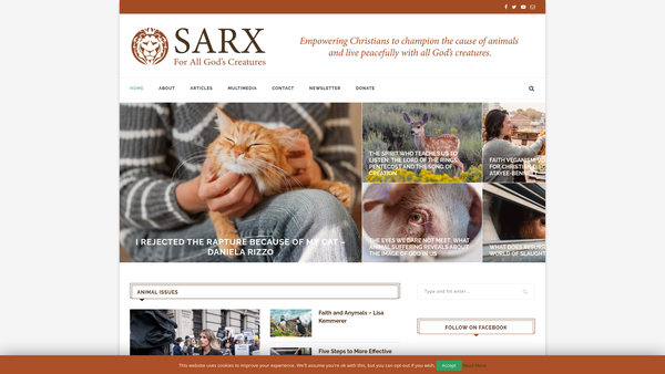 Screenshot of the Sarx website