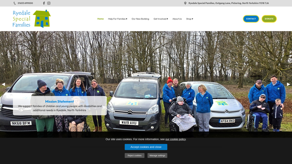 Screenshot of the Ryedale Special Families website