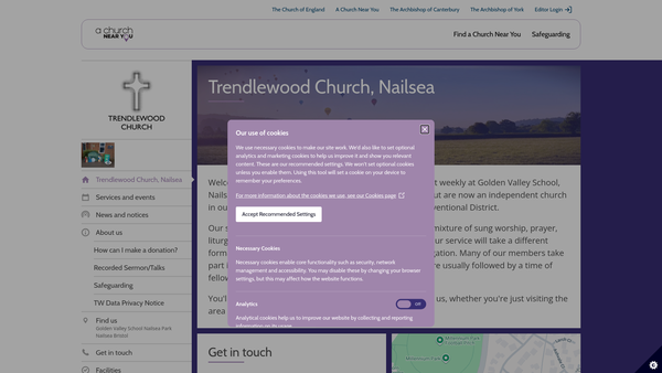 Screenshot of the Trendlewood Church website