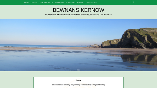 Screenshot of the Bewnans Kernow website