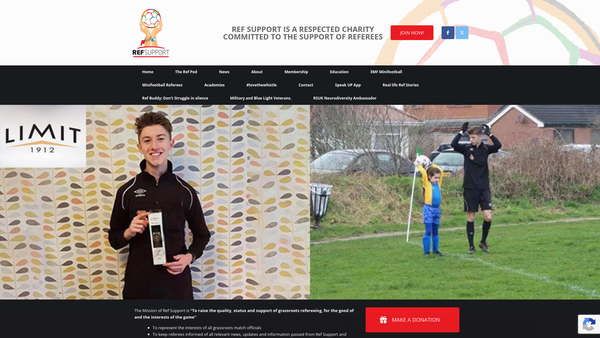 Screenshot of the Ref Support website