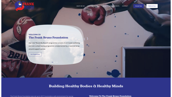 Screenshot of the The Frank Bruno Foundation website
