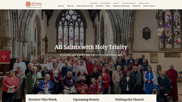 Screenshot of the The Parochial Church Council Of The Ecclesiastical Parish Of All Saints With Holy Trinity, Loughborough website