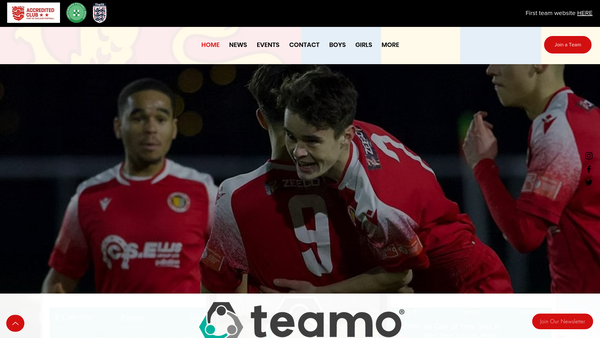 Screenshot of the Stamford AFC (The Young Daniels) website
