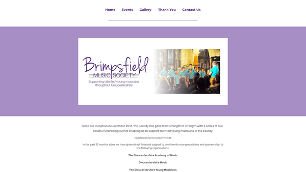 Screenshot of the Brimpsfield Music Society website