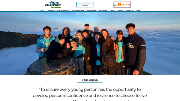 Screenshot of the Youth Challenge Oxfordshire website