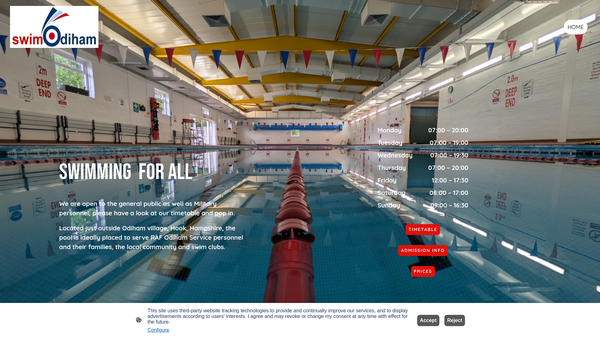 Screenshot of the Raf Odiham Swimming Pool website