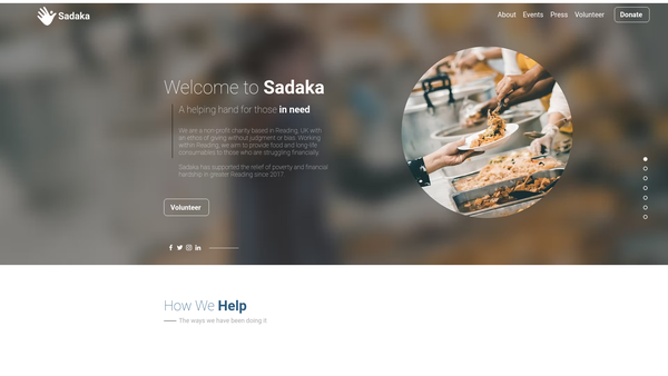 Screenshot of the Sadaka website
