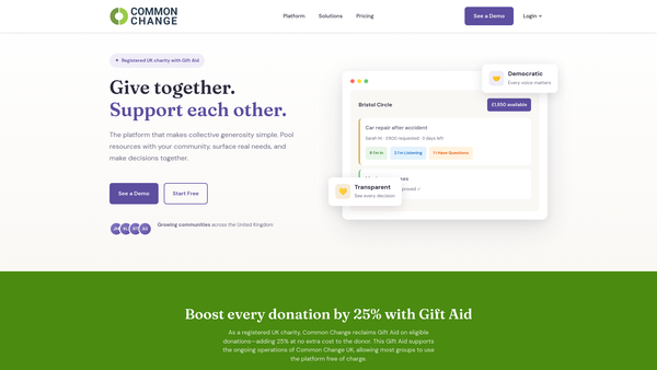Screenshot of the Common Change UK website