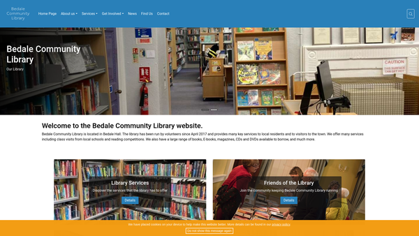 Screenshot of the Bedale Community Library website