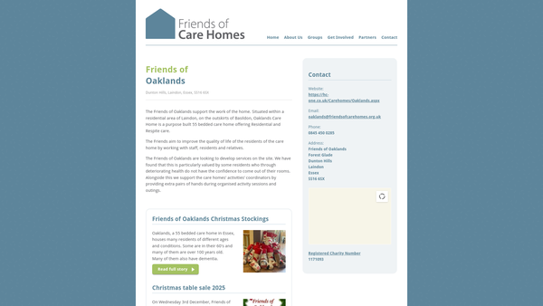 Screenshot of the Friends Of Oaklands Care Home website