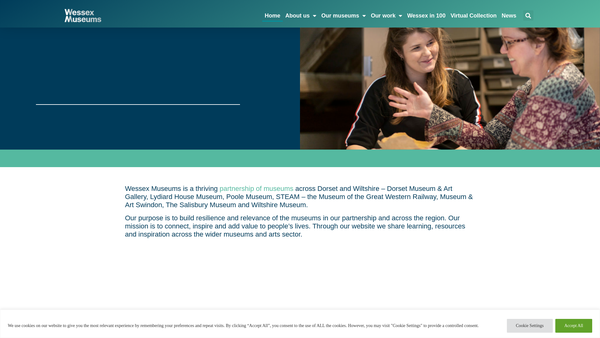 Screenshot of the Wessex Museums Trust website