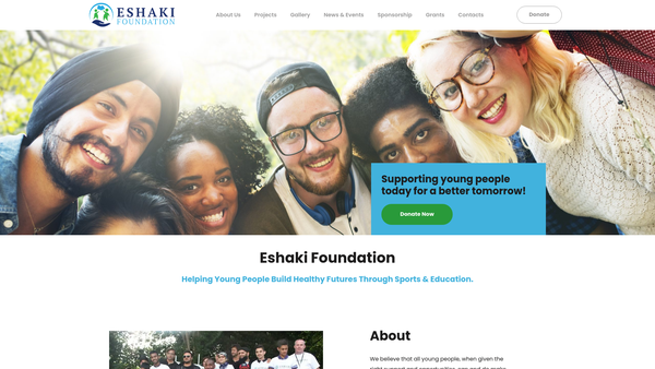 Screenshot of the Eshaki Foundation website