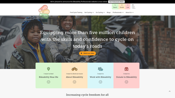 Screenshot of the The Bikeability Trust website