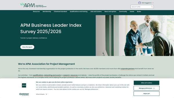 Screenshot of the Association For Project Management website