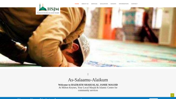 Screenshot of the Hazrath Shahjalal Jamie Masjid website