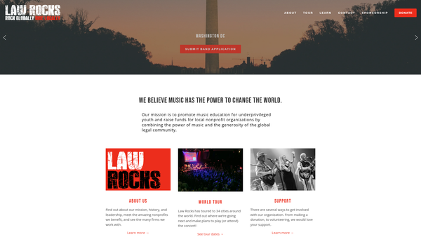Screenshot of the Law Rocks Foundation website