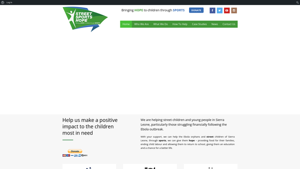 Screenshot of the Street Sports Hope website