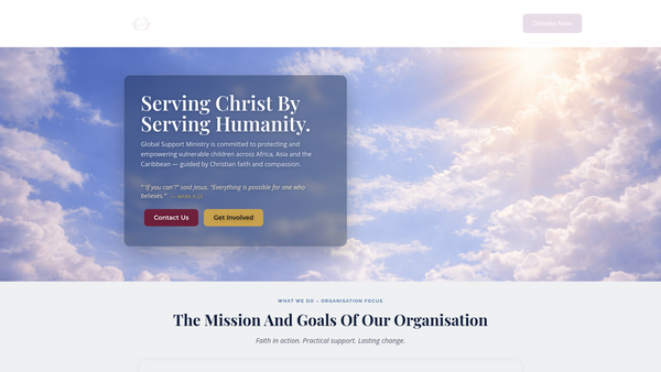 Screenshot of the Global Support Ministry website