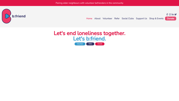 Screenshot of the B:friend website