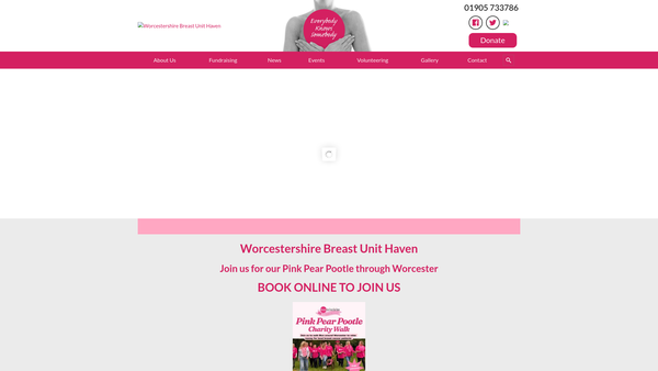 Screenshot of the Worcestershire Breast Unit Haven website
