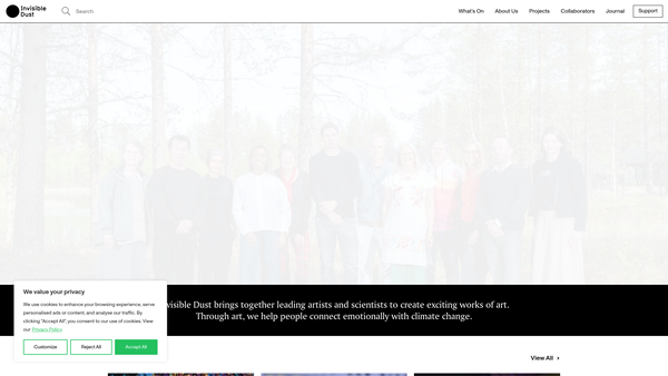 Screenshot of the Invisible Dust website