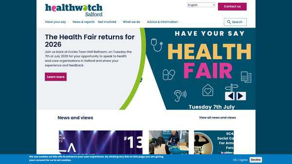 Screenshot of the Healthwatch Salford website