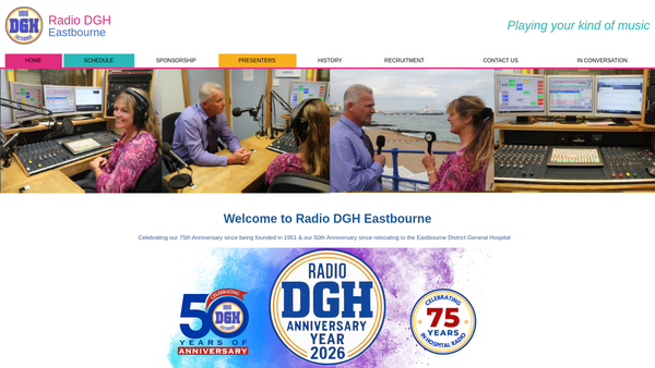 Screenshot of the Radio Dgh Eastbourne website