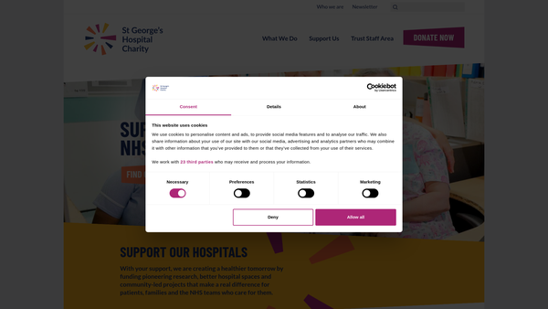 Screenshot of the St George's Hospital Charity website