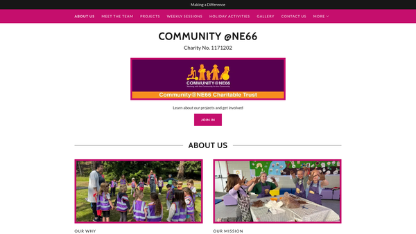 Screenshot of the The Community@ne66 Charitable Trust website