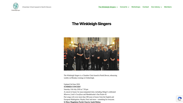 Screenshot of the The Winkleigh Singers website