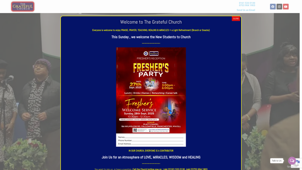 Screenshot of the The Grateful Church (Rccg) website