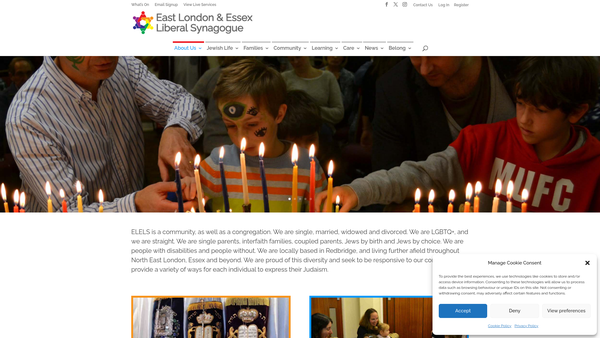 Screenshot of the East London & Essex Liberal Synagogue website