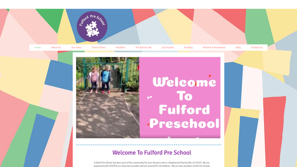 Screenshot of the Fulford Pre-School website