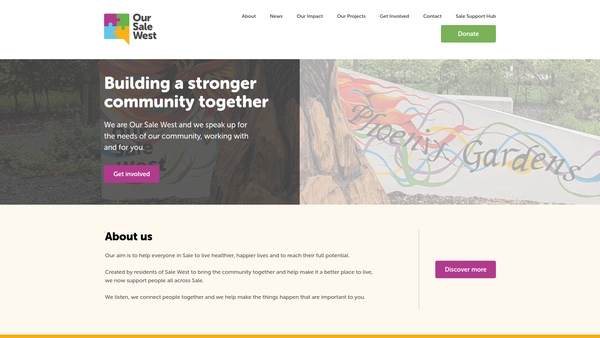Screenshot of the Our Sale West website