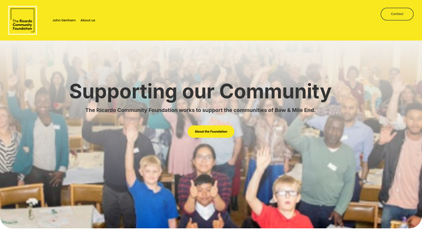 Screenshot of the The Ricardo Community Foundation website