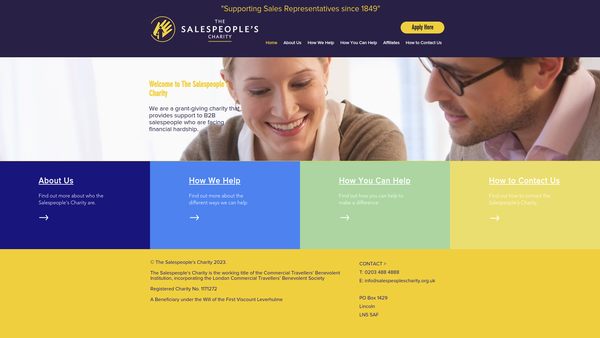 Screenshot of the The Salespeople's Charity website