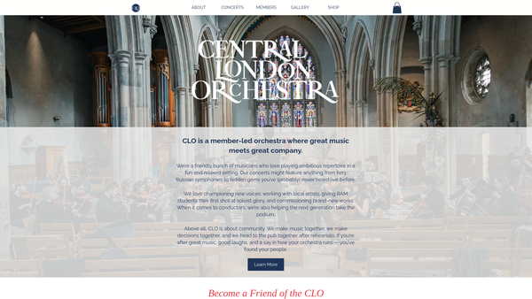 Screenshot of the Central London Orchestra website
