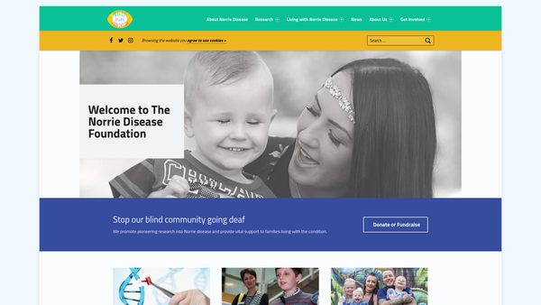 Screenshot of the Norrie Disease Foundation website