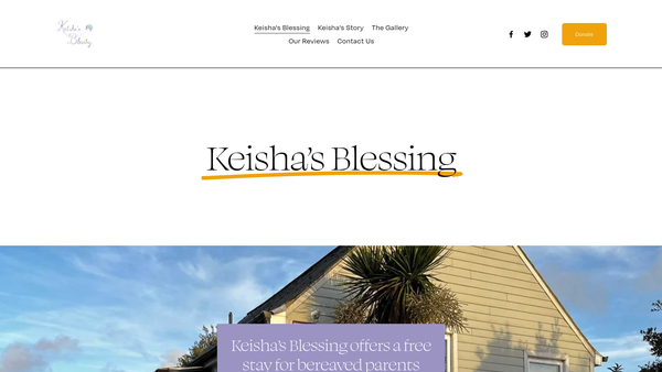Screenshot of the Keisha's Blessing website