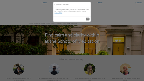 Screenshot of the The School Of Meditation website