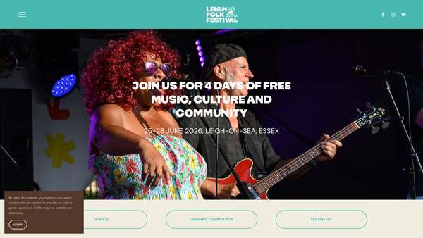 Screenshot of the Leigh Folk Arts Association website