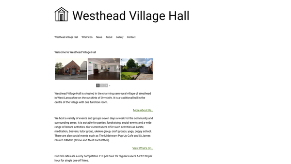 Screenshot of the Westhead Village Hall website