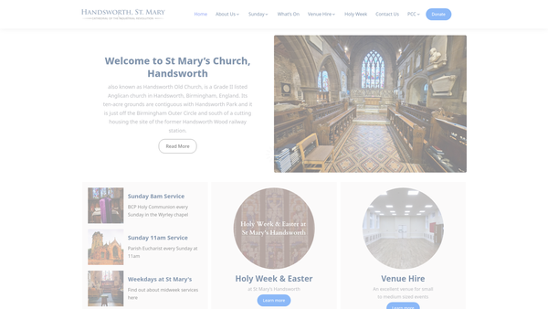 Screenshot of the The Ecclesiastical Parish Of Handsworth, St Mary website
