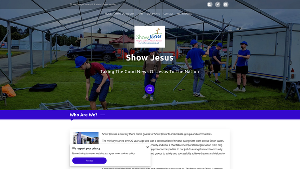 Screenshot of the Show Jesus website