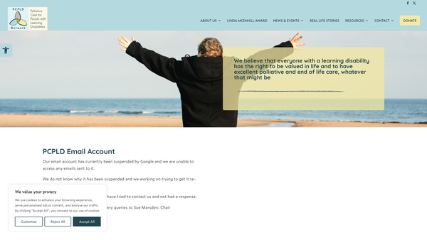 Screenshot of the Palliative Care For People With Learning Disabilities Network website